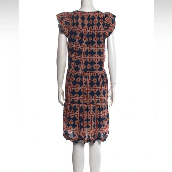 Sea New York Leigh Tunic Midi Dress Women's M Flutter Sleeve Shift Ruffle Hem - Picture 5 of 10